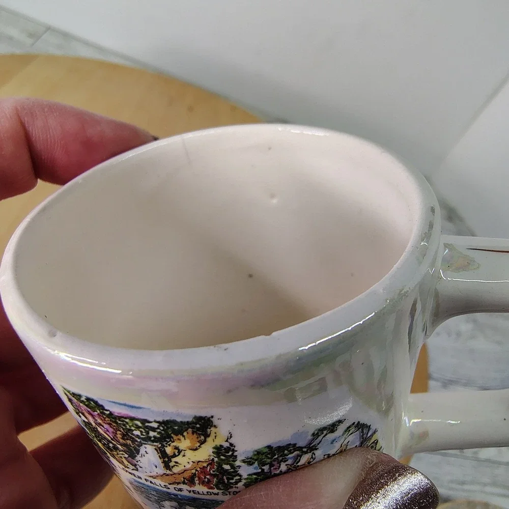 Vtg Yellowstone National Park Souvenir Mug‎ For A Dear Child Pearlescent Finish